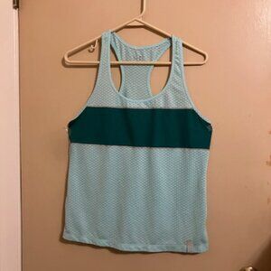 Under Armour Cool Blue and Mint Green Mesh Racerback Activewear Top